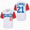 Baseball Hem Jersey Roberto Clemente 21 # Santurce Crabbers Puerto Rico Svart Vit