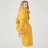 レディースウールの女性のブレンドMaomaofur Cashmere Coat Real Fur Collar Cuffジャケットとベルト冬の秋の女性