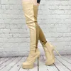 Rontic Neue stilvolle Damen-Winter-Oberschenkelstiefel, Unisex, sexy Stiletto-Absätze, runde Zehenpartie, Aprikose, Boutique-Kleiderschuhe, US-Größe 5–20