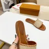 Latest Women Slides Fashion Slippers Lock it Flat Mules Genuine leather Slides Summer Flat Flip Flops Beach Party With Box