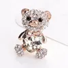 Big Crystal Heart Bear Brooch Cute Animal Pins and Brooches for Women Dress Coat Badges Jewelry