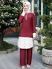 Etnisk Kläder Arab 2 Pieces Dubai Abaya Turkish Hijab Muslim Klänning Och Byxor För Kvinnor Kaftan Islamic Femme Musulmane