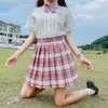 Sommar kvinna mini kjolar hajuku koreanska stil mode söta kawaii kjolar för tjejer hög midja pläterade kjol kvinnor 210721