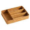 Autres accessoires intérieurs 1Pc bureau tissé panier de rangement porte-clés fourchettes support de cuisine jaune