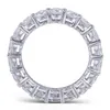 925 Sterling Silver Pave Setting Full 8mm Round Diamond Diamond Eternity Engagement Bröllop Band Ringar för Kvinnor Smycken