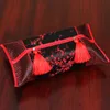 Patchwork Travel Pocket Chinese Silk Satin Tissue Boxes Cover Tassel Luxury Napkin Holder Portable Pumping Paper Case 210326