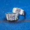 Real Ring för män Sterling Silver 2 Carat Round Brilliant Diamonds Engagement Male Bröllop Smycken inkluderar Box 211217