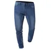 Męskie spodnie dżinsowe Męskie Dżinsowe Spodnie Streetwear Slim Button Zipper Front Proste Spodnie (z wył. Pas) X0621