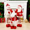 Retractable Xmas Reindeer Doll Juldekoration Navidad Figurår ELK Leksaker Kid Xmas Present Julgran Ornament 211012