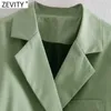 Zevity Women Vintage z długim rękawem Solidna krótka Slim Blazer Płaszcz Kobiet High Street One Button Odzież Odzież Odzież Zamknij Ct719 211019