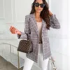 Kadın Blazer Rahat Uzun Kollu Ince Ceketler Blazers Sonbahar Ofis Takım Elbise Çizgili Ceket Hırka Örgün Femme Mont 210930