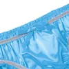 Menores de banho masculino masculino lingerie lingerie sissy calcinha calcinha de cetim elástico de cetim, cueca de triangulo lineado