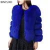 Binyuksad Gruby Ciepły Faux Fur Coat Winter Jacket Kobiety Luksusowy Fur Coat Wysokiej Jakości Faux Fur Kurtka Krótki fałszywy płaszcz 211019