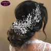 Tiara de diamante de casamento nupcial com folhas vazadas Headwear de noiva Strass com joias de casamento Acessórios de cabelo Diamond Br270w