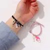 40pcs /20Set Magnet Attracts Couple Bracelet Cute Cartoon Charm Jewelry Adjustable Elastic Rope Bracelets Lover Gift for Women Men