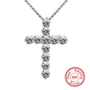 Handgjorda Cross Pendant Moissanite Solid Sterling 925 Silver Halsband för kvinnor Lyxig smycken för förlovning Jul