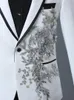 Men's Suits & Blazers Business Men Tailor Made 3D Crystal Embroidery Flowers Host Prom Fashion Causal Costume Homme Wedding Coat