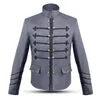 Jaquetas masculinas estilo gótico vitoriano steampunk militar casaco gancho fecho jaqueta blazer terno faixa colar bordado para homens