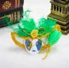 NEWParty favorise Mini Masques Carnaval de Venise Voyage Touristique Souvenir 3D Masque Réfrigérateur Aimant Portant Chapeau avec Plumes RRF13628