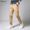 Spodnie Mężczyźni List Wydrukowano Pocket Leisure Kieszonkowy Daily Długość Długość Proste All-Mecz Koreański Styl Pant Mens Sznurek Harem Spodnie X0723