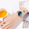 Gaiety 2 PCS Set Women Rose Gold Water Drill Bracelet Watch Jewelry Ladies Female Hour Casual Quartz Wristwatches