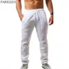 2021 nouveaux pantalons en lin pour hommes pantalons longs décontractés lâches légers cordon de serrage Yoga pantalons de plage pantalons d'été décontractés - 6 couleurs X0723