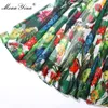 Fashion Designer Runway dress Spring Summer Women Dress Bow collar Cactus Floral-Print Elegant Chiffon Dresses 210524