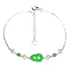 Link Chain Sterling Silver S925 Inlaid Chalcedony Full Green Bracelet Gourd Holiday Flower Gift Japanese And Korean Affordable