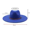 2021 Kalite Büyük Kenar Yün Fedora Şapka Kadın Erkek İmitasyon Yün Keçe Şapkalar Metal Zincir Dekor ile Panama Fedoras Chapeau Sombrero