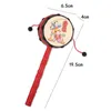 Tradition chinoise pour bébé enfants dessin animé cloche à main jouets hochet en bois tambour Instrument de musique hochet traditionnel tambour Spin jouets