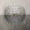 Wspaniały Srebrzone Posrebrzane Kryształowe Tiaras Ślub Średnie Diamante Koronne Hairbands Dla Bride Hair Jewelry Headpiece