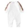 Gute Qualität 2022 Baby Baumwolle Langarm Strampler Neugeborenen Plaid Overalls + Hüte + Lätzchen + Schuhe 4 Stück Set frühling Herbst Infant Onesies Kleinkind Kleidung