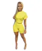 Nieuwe Dames zomerkleding yoga trainingspakken joggerpakken korte mouw + shorts tweedelige set plus maat S-2XL effen kleur outfits casual sportkleding trainingspakken 4909