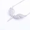 Pekurr 925 Sterling Silver CZ Angle Wing Phoenix Eagle Bird Necklaces Pendants For Women Chain Jewelry Gifts 220114259Q5469152