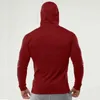 Muscleguys Brand Gym Slim Fit Long Sleeve Hooded T Shirt Men Solid Color Tees Fitness Mens T-Shirt Cotton Bodybuilding T Shirts G1222