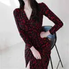 Été haute qualité droite plage Maxi robe Floral chaîne robe élégante taille à lacets robe demi manches femmes robes 210515