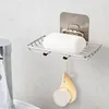 Wandmontage zeephouder Punch-free roestvrijstalen zeepgerechten badkamer drainerende zeepbak