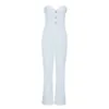 Jumpsuits Mulheres Maciçantes Dressbird 2021 Est Verão Mulheres Sexy Strapless Elegante Branco Celebridade Longa Jumpsuit Romper Playsuit