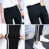 MIOJIOTAXX 2021 Spring Autumn Side Stripe Cropped Leggings Black Pants Self-cultivation High Fashion Pant Women Pencil Pants Q0801