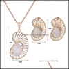 Oorbellen ketting sieraden sets H: hyde merk luxe mode clear cz crystal bruiloft opaal erwt set voor vrouwen prinses C18122701 drop d
