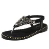 Sandali Summer Ladies Bling Strass Flat Female Casual Pantofole traspiranti Flats Flip Flop Sweet Crystal Womens