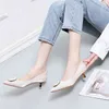 Femmes Chaussures De Mariage Printemps Soie Haute Qualité Marque Design Transparent Cristal Talon Haut Sexy Point Toe Talon 4.5CM Pompes 210520