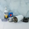 16oz 4 في 1 البهلوان التسامي فارغة يمكن برودة علب koozie الأبيض الفولاذ المقاوم للصدأ مستقيم بهلوان 2 أغطية القهوة القدح زجاجة المياه بسرعة AAA