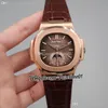 2022 5726 Calendario annuale Fasi lunari Orologio automatico da uomo in oro rosa Quadrante strutturato blu Indicatori con cinturino in pelle 8 stili Orologi Puretime01 E18LH-f6