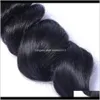 Onverwerkte Braziliaanse Menselijke Remy Virgin Haar Losse Golf Haar Weeft Haar Extensions Natuurlijke Kleur 100G / Bundel Dubbele Inslagen 6O8BU YBM1A