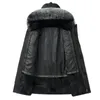 Мужская кожаная искусственная зима настоящая меховая шерсть Мужчина Parka Natural Liner Jacket для капюшков с капюшоном Overcoat Parkas 19004