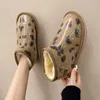 Wzór lamparta buty śniegowe patent żeński skórzany ciepłe pluszowe krótkie botas de mujer grube podeszte wodoodporne zima WO 92