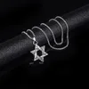 Pendant Necklaces Kpop Star Of David Israel Chain For Men Women Judaica Silver Color Hip Hop Long Jewish Jewelry Boys Gift332d