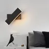 LED döndürülebilir akrilik alüminyum duvar lambası pist mühendisliği kare başucu yatak odası çalışma okuma lambası