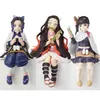 Demon Slayer Figure Anime Nezuko Tanjirou Shinobu Zenitsu Hashibira Inosuke Eat Rice Balls PVC Action Figurine Kimetsu No Yaiba 220118